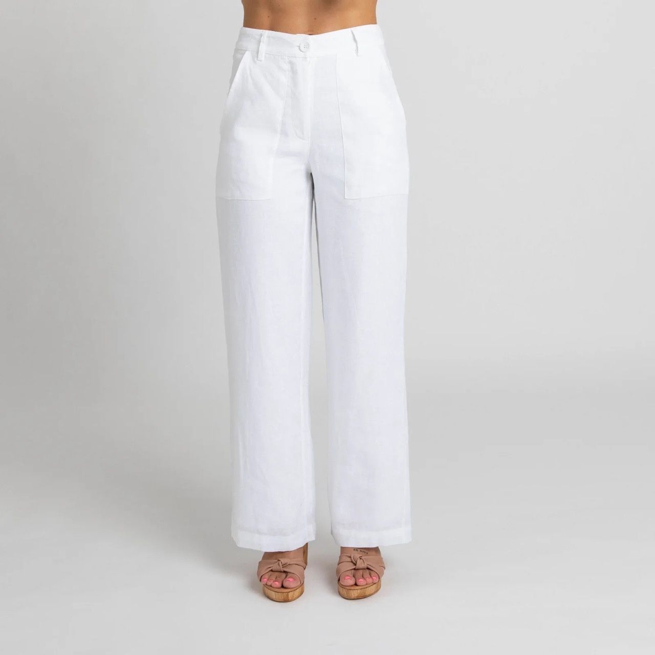 White Linen Pants By Miss Jane