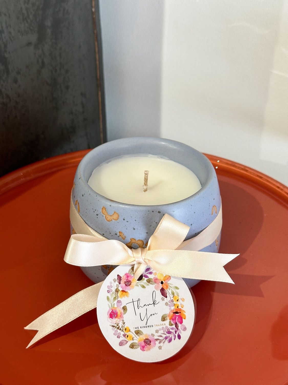 Ceramic Candle - Floral Blues