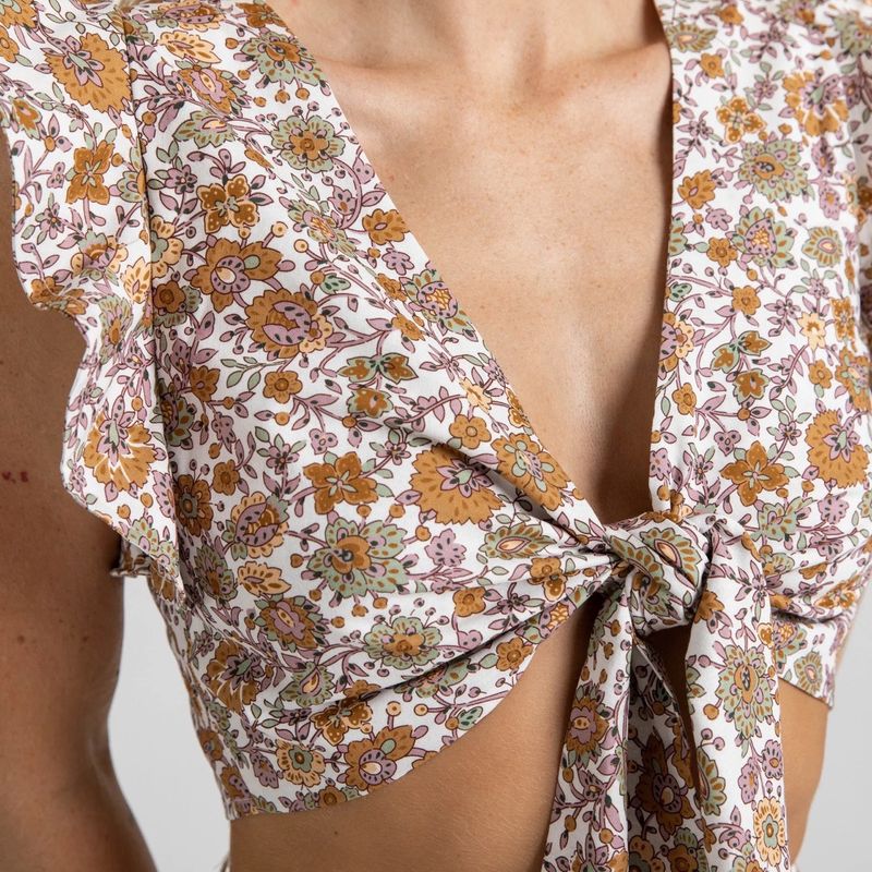 Boho Floral Linen Crop Top by Miss Jane