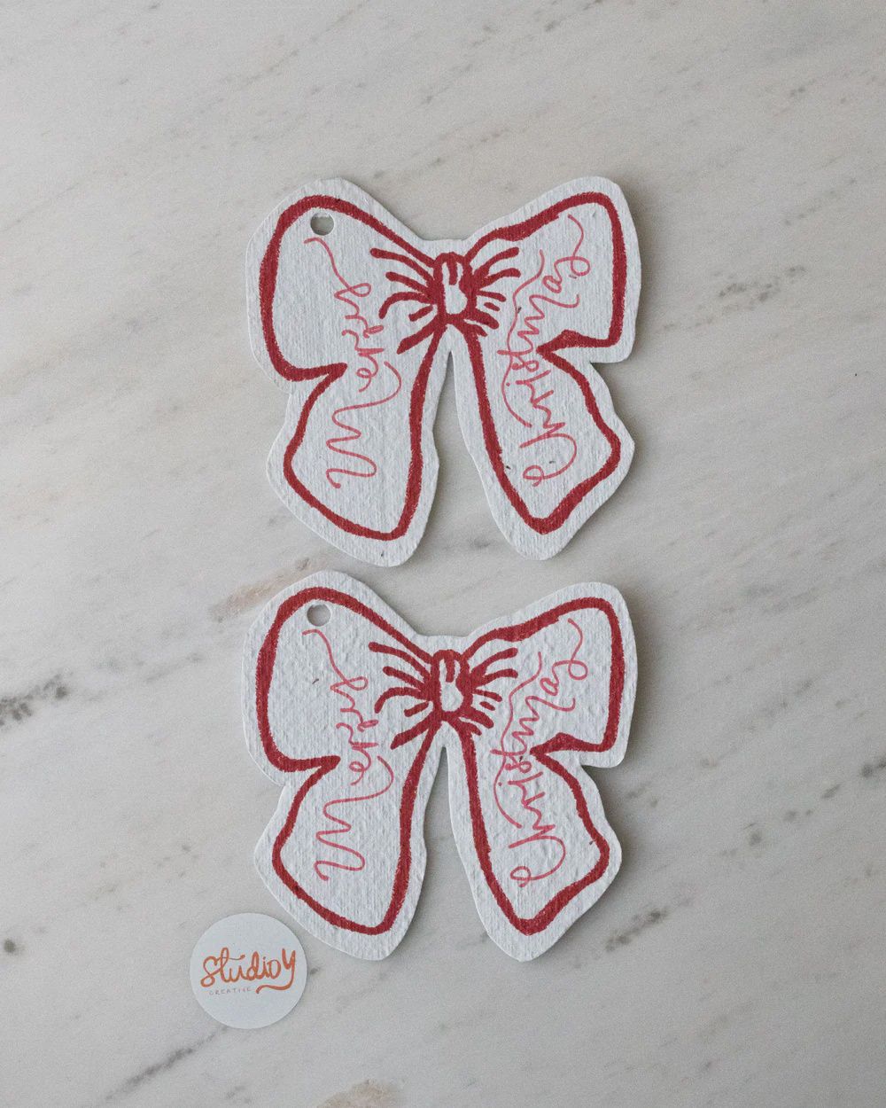 Red Christmas Bow Gift Tags