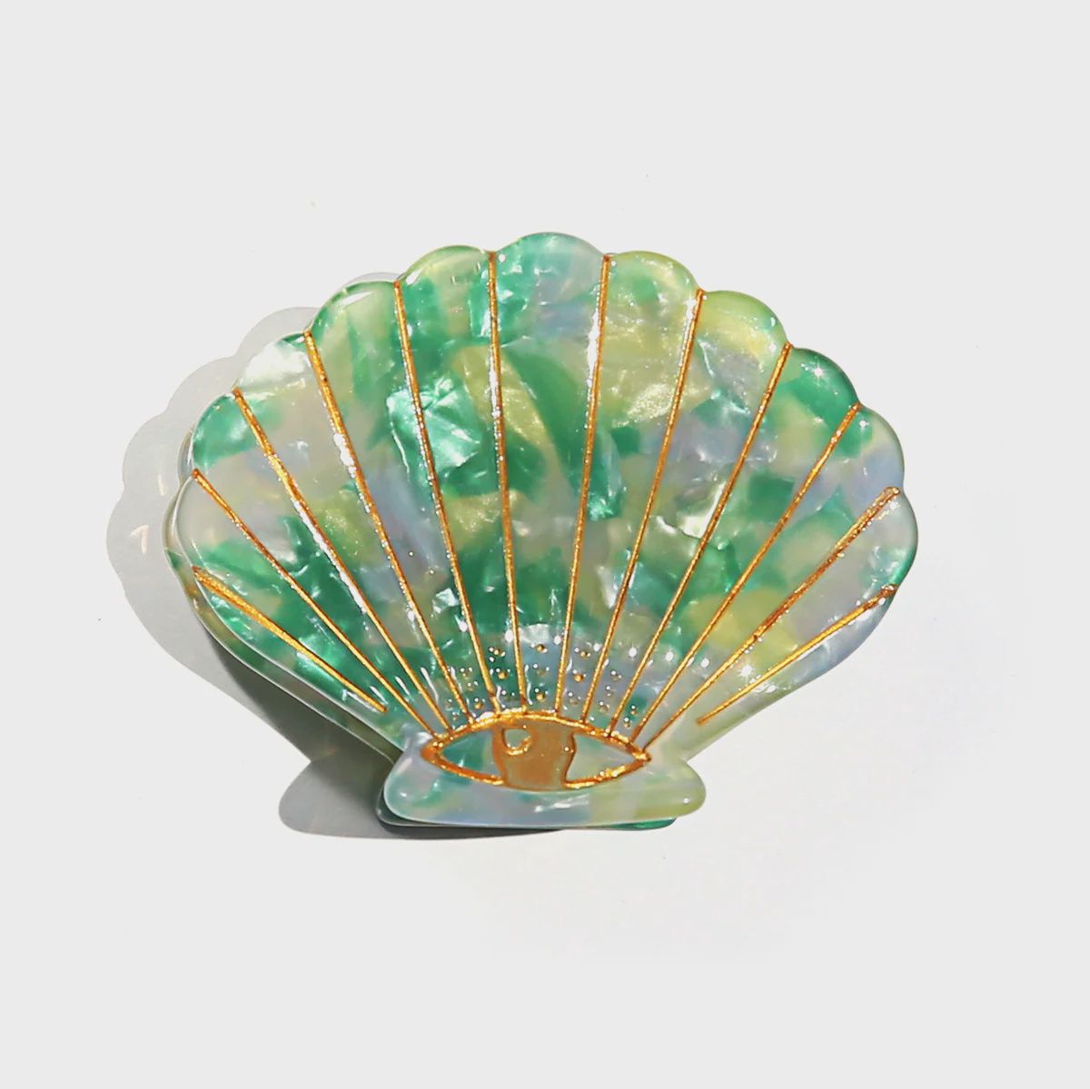 Green Pearl Shell Hair Clip