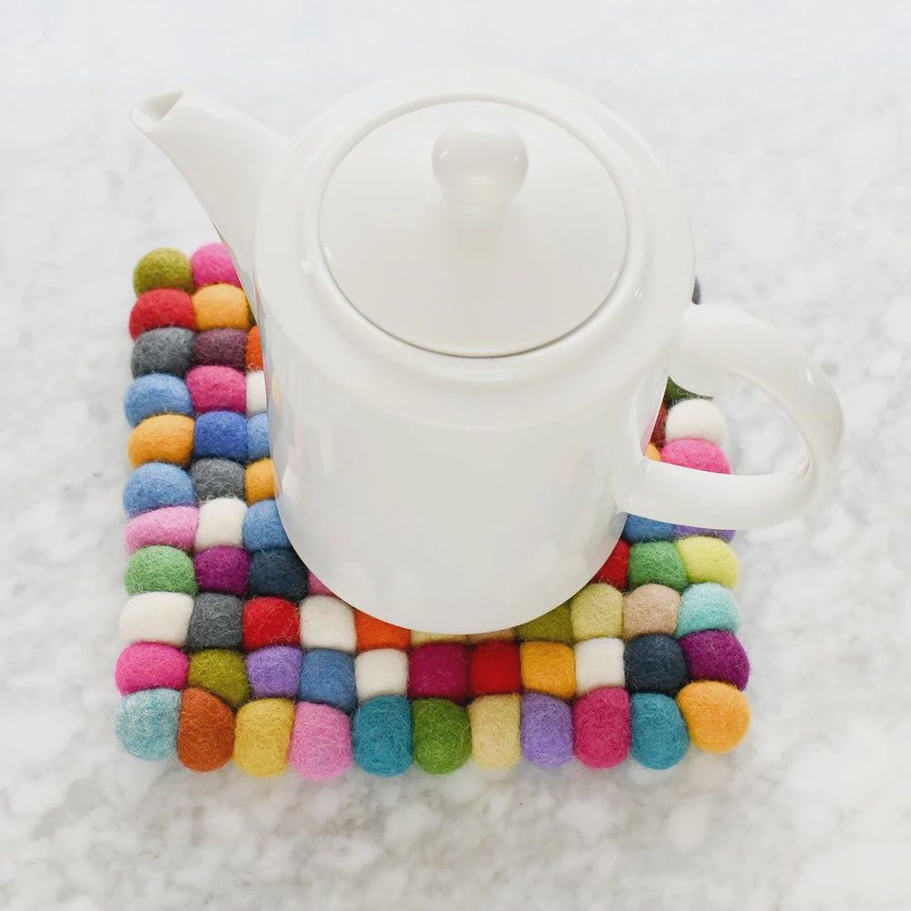 Teapot Trivet - 20cm Square in Colourful