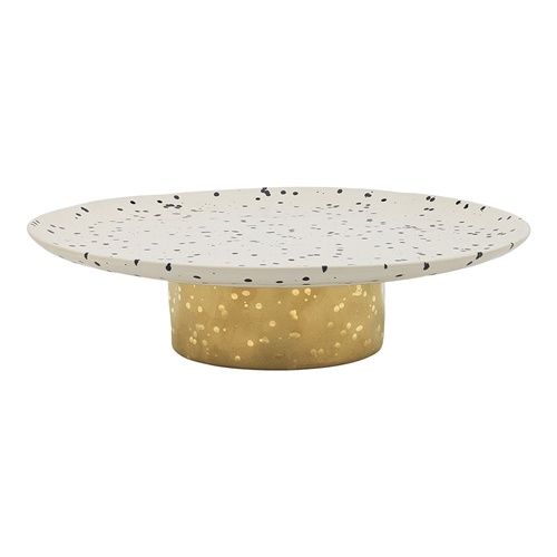 Speckle Polkadot &amp; Gold Footed Cake Stand 32cm