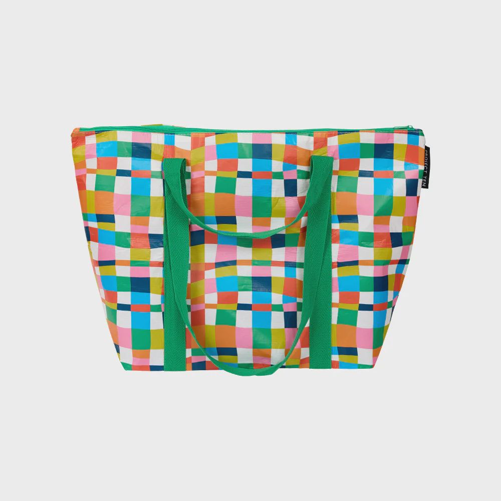 Rainbow Weave Zip Medium Tote