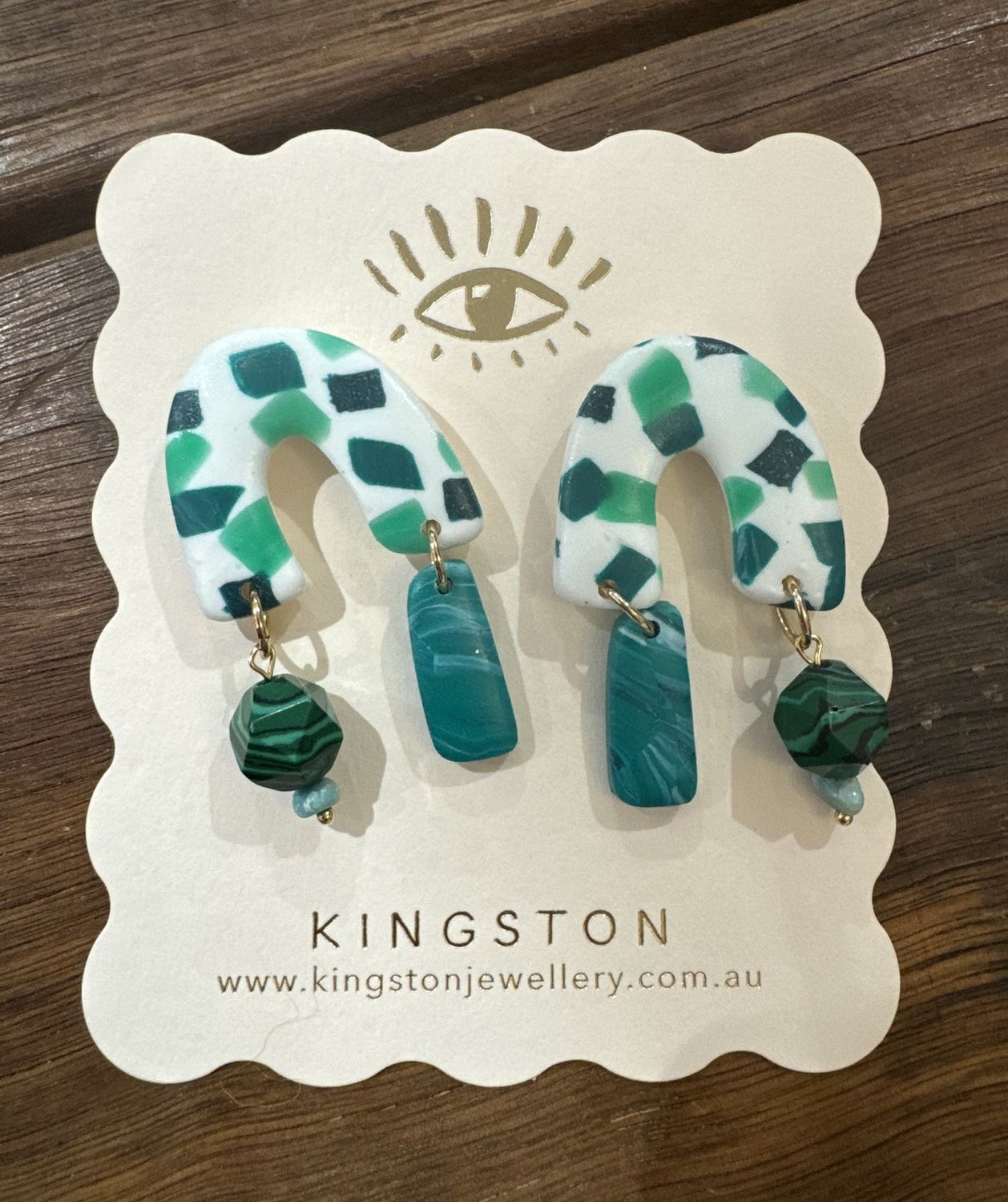 Emerald Malachite Shape Earrings