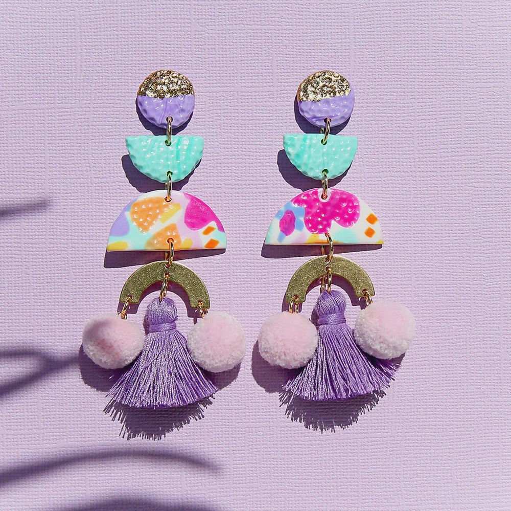 Pastel Pom Pom Earrings