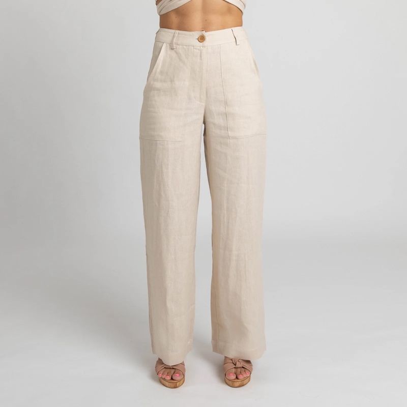 Natural Linen Pants By Miss Jane