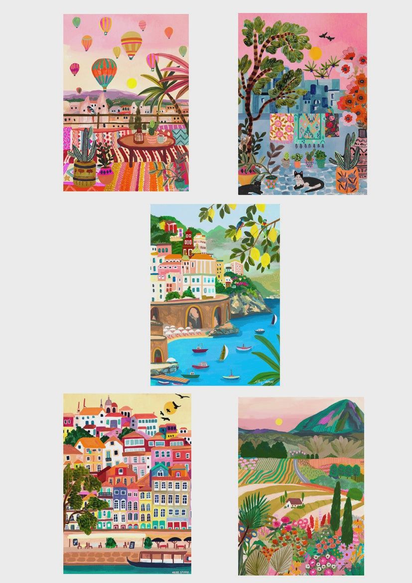 Exotic Summers Postcard Set by Hebe Studios