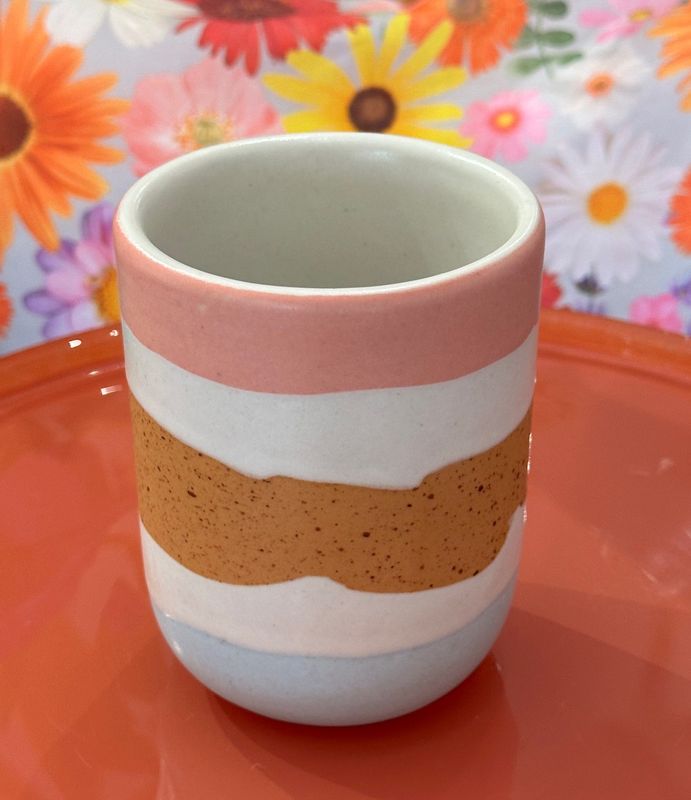 Latte Mug - Pink, Orange &amp; Blue