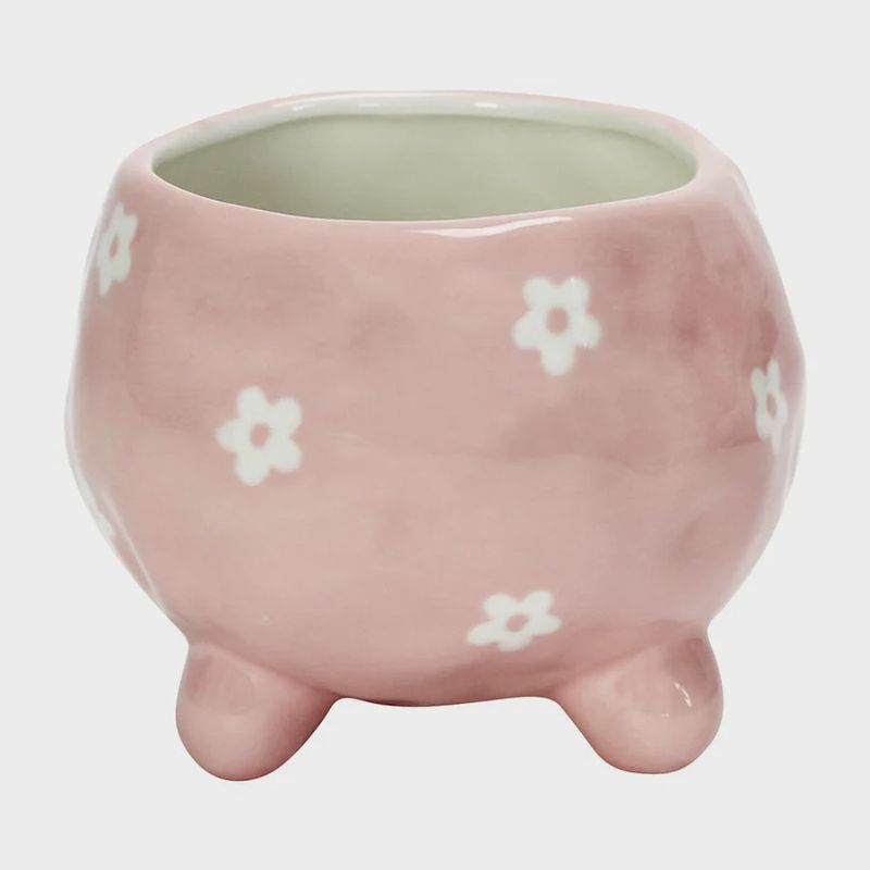Pink Ceramic Daisy Planter