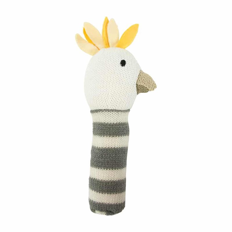 Annabel Trends knit hand rattle Cockatoo