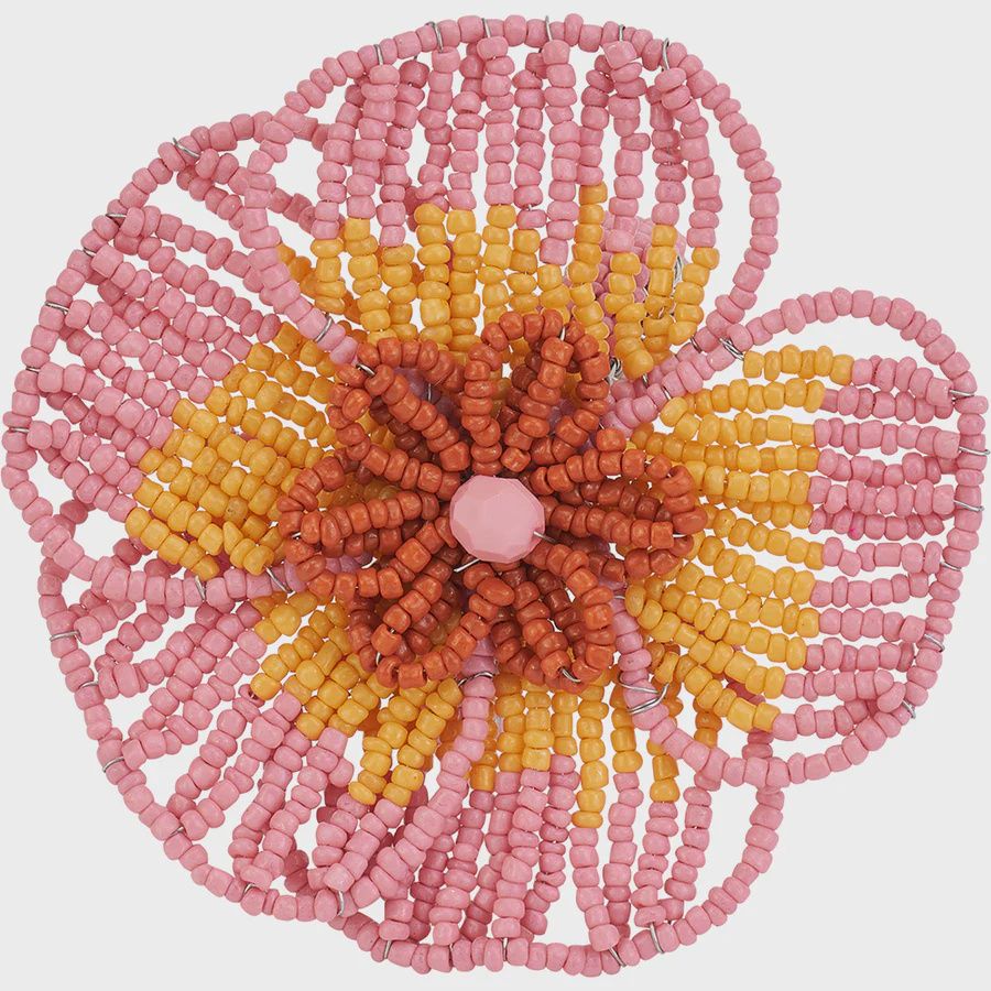Beaded Flower Napkin Ring in Pink