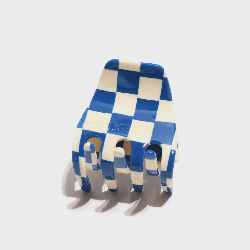 Petite Claw Clip in Santorini Checkers