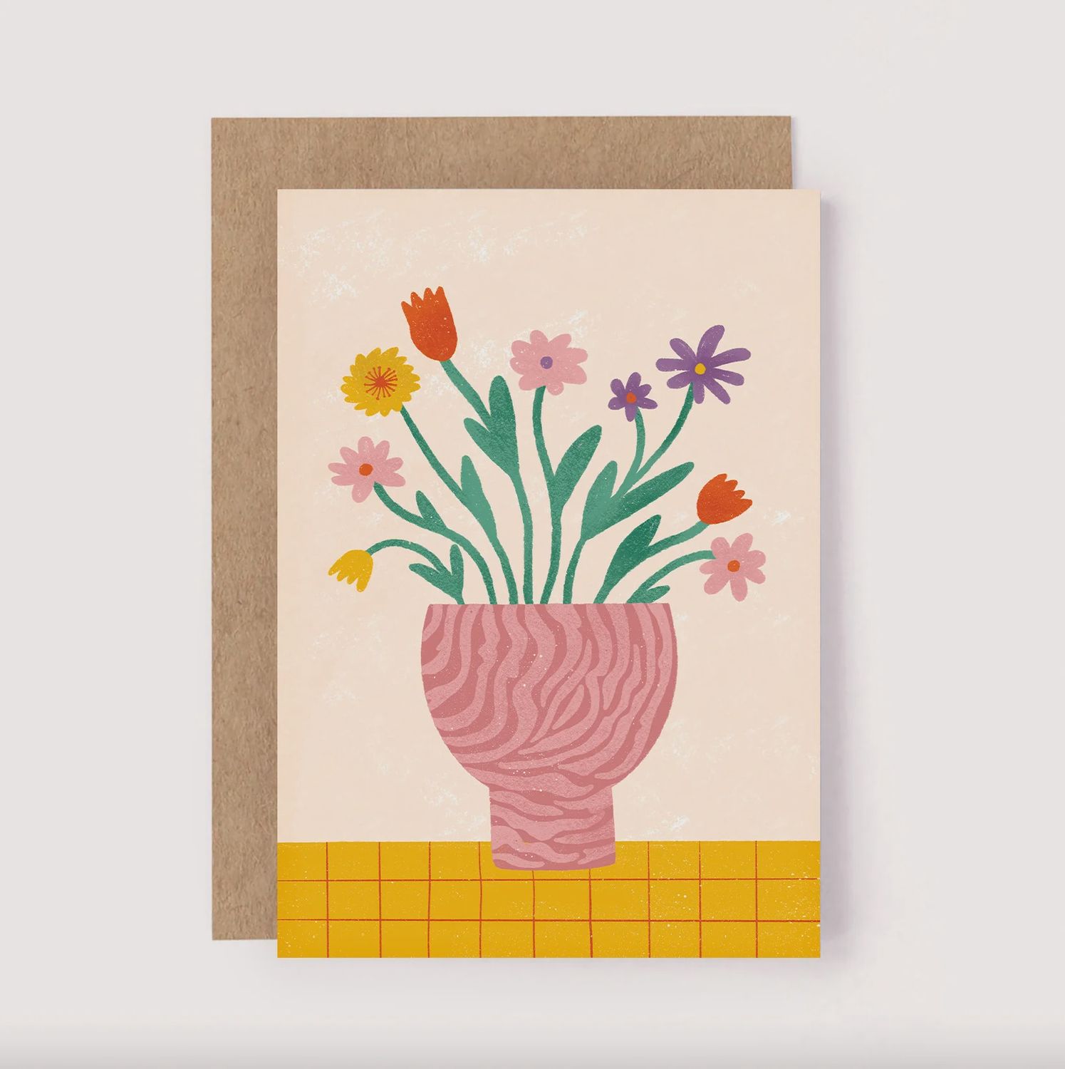 Pink Flower Vase Greeting Card