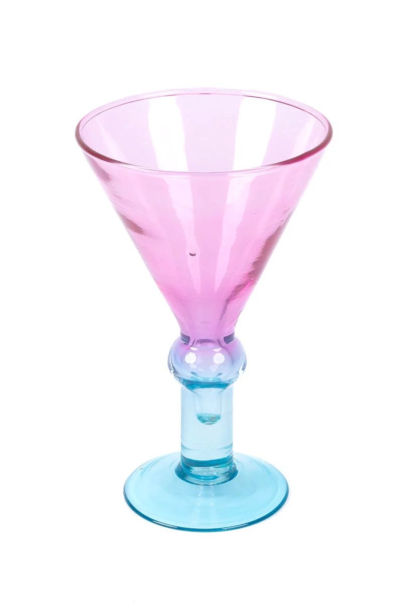 Dahlia Martini Glass - Set of 4 - Pink &amp; Blue