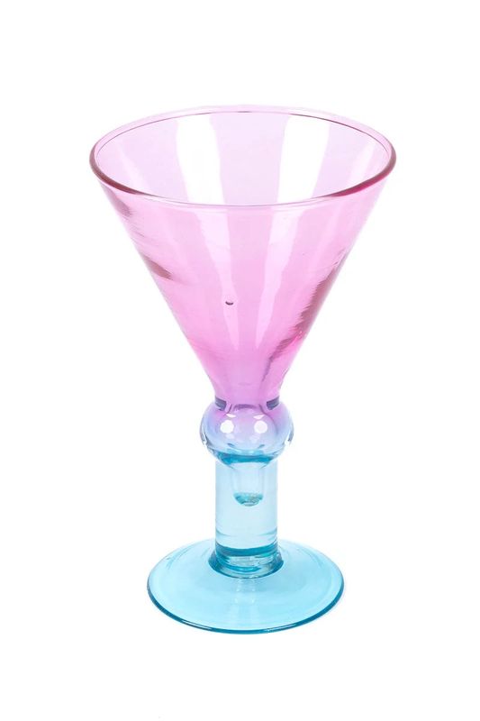 Dahlia Martini Glass - Set of 4 - Pink &amp; Blue
