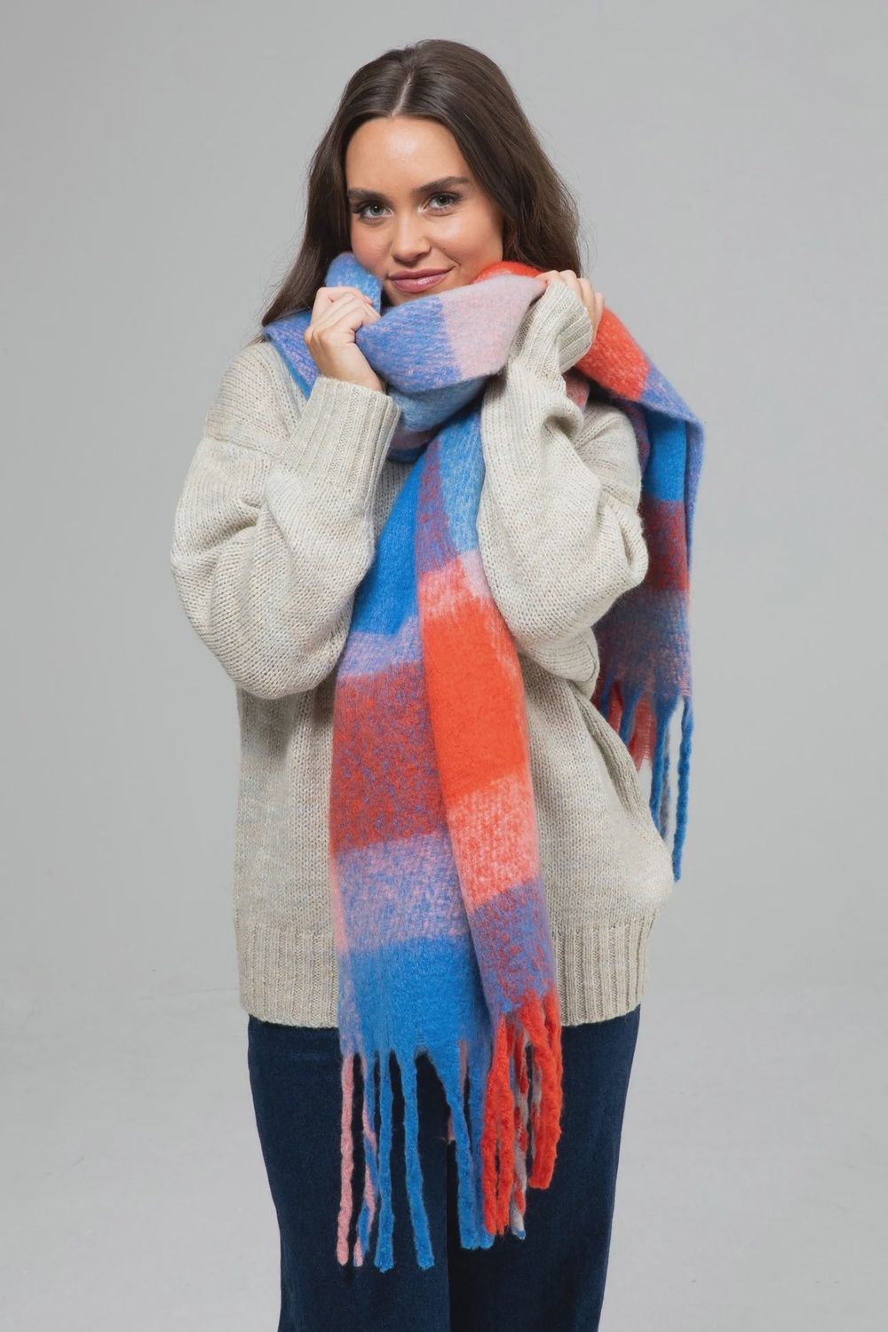 Jax Scarf in Blue &amp; Red