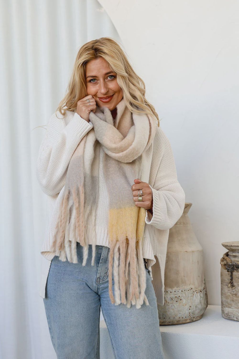 Soft Grey Lemon Scarf