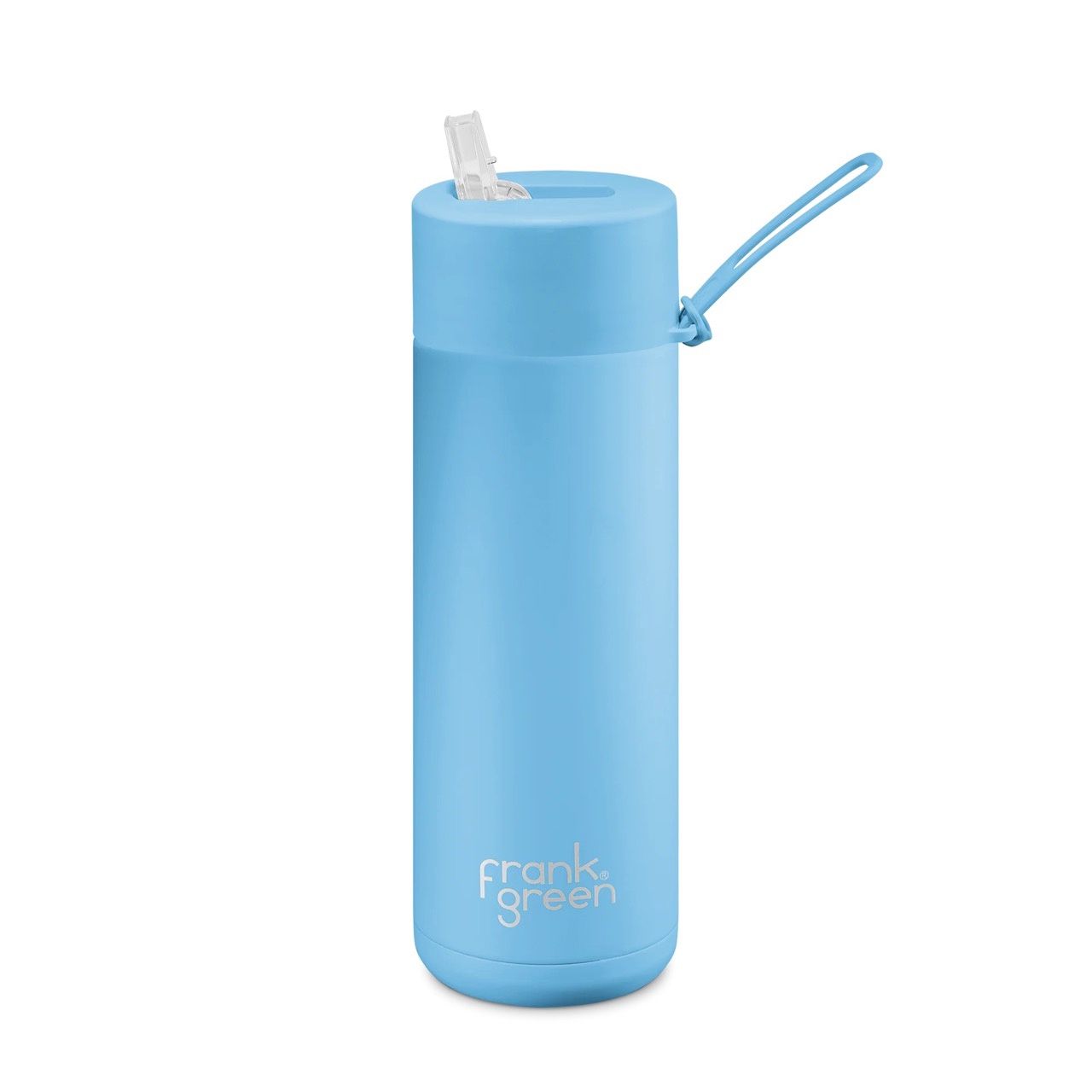 Sky Blue Ceramic Reusable Bottle with Straw Lid - 20oz / 595ml