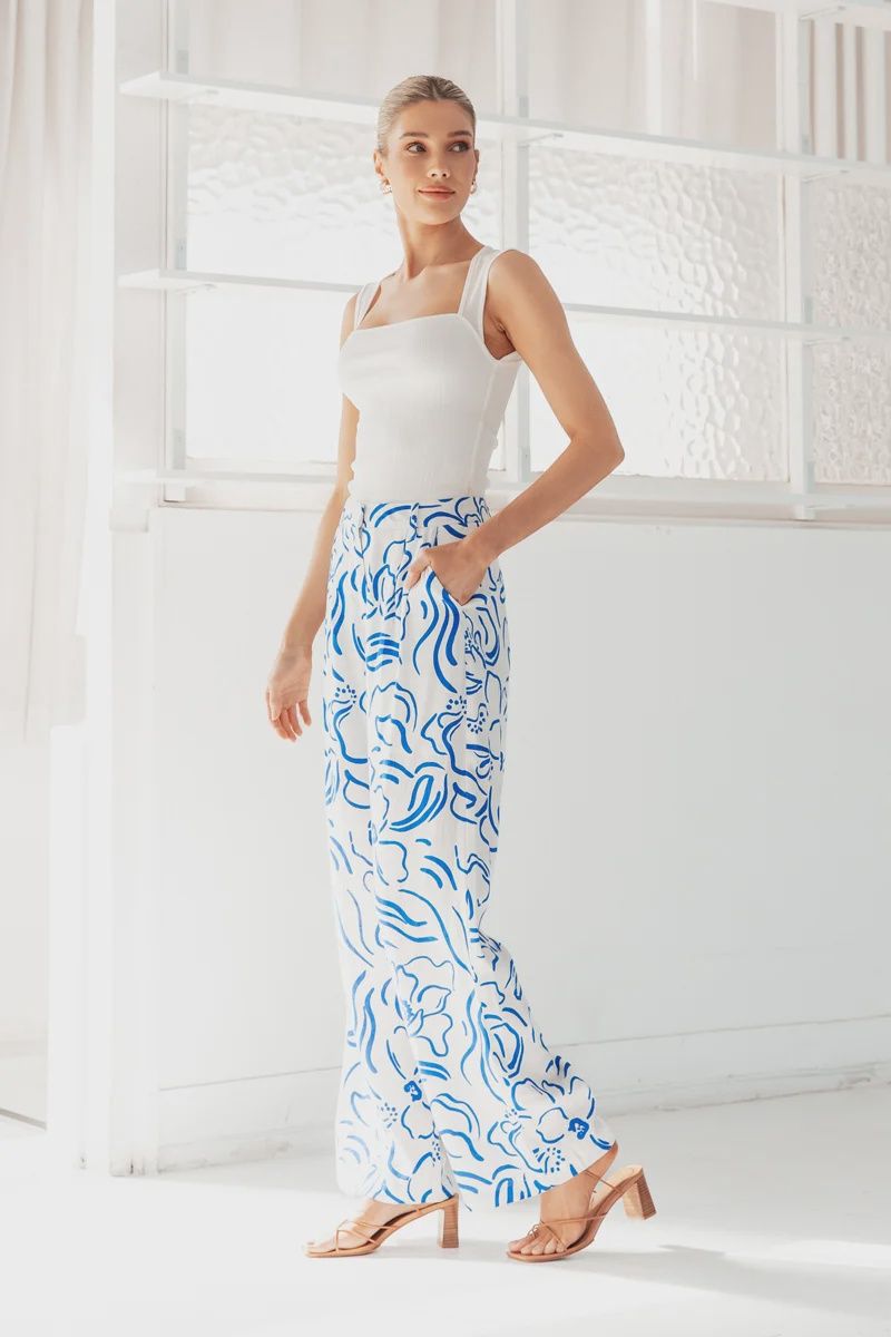 White Closet Pants in Ibiza Print