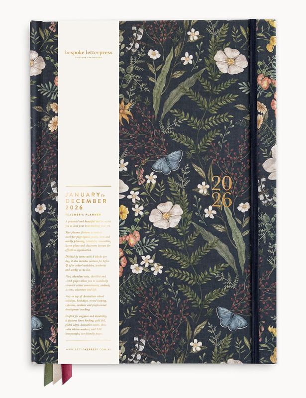 2026 Teachers A4 Planner - Dusk In Bloom