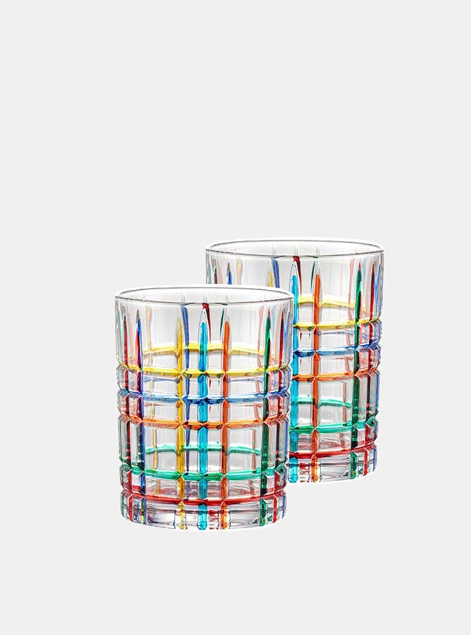 &quot;Antoni&quot; Hand-Painted Stripe Crystal Tumbler