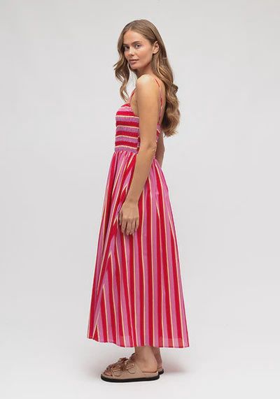 Renata Stripe Midi Dress Pink