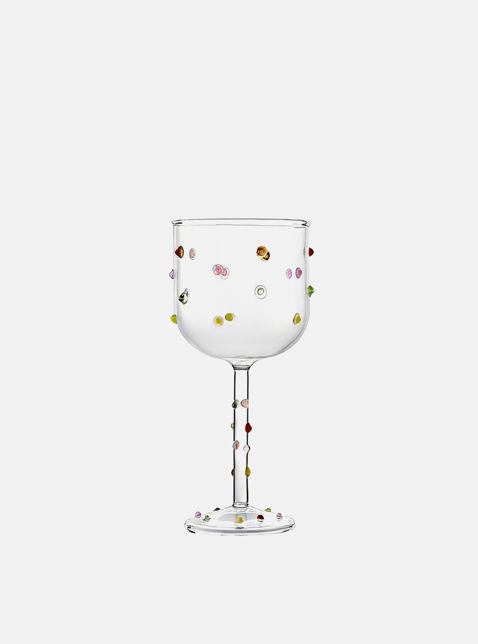 &quot;Gemme&quot; Colourful Sugar Bean Wine Glass - Clear