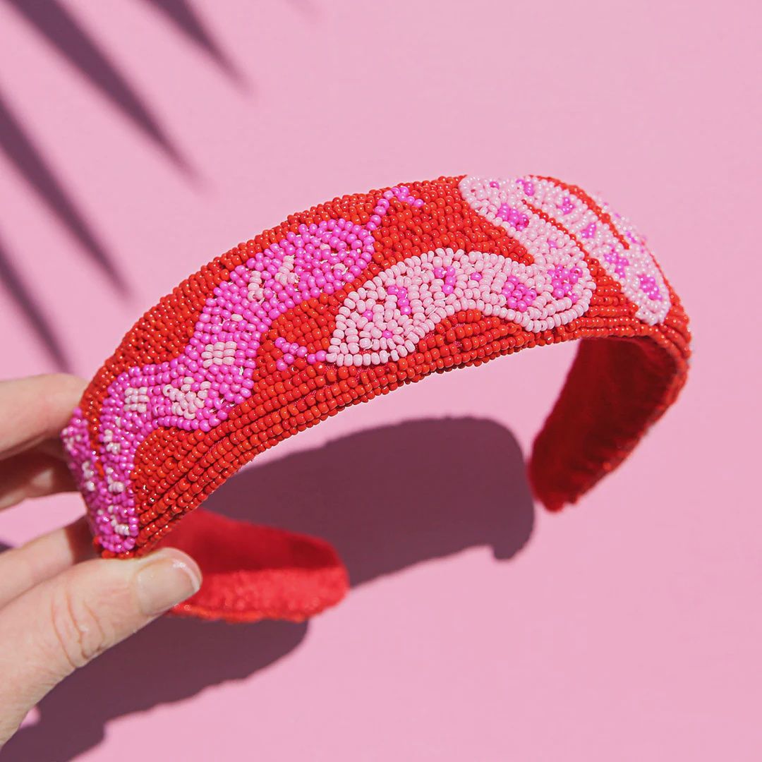 Red Snake Beaded Headband