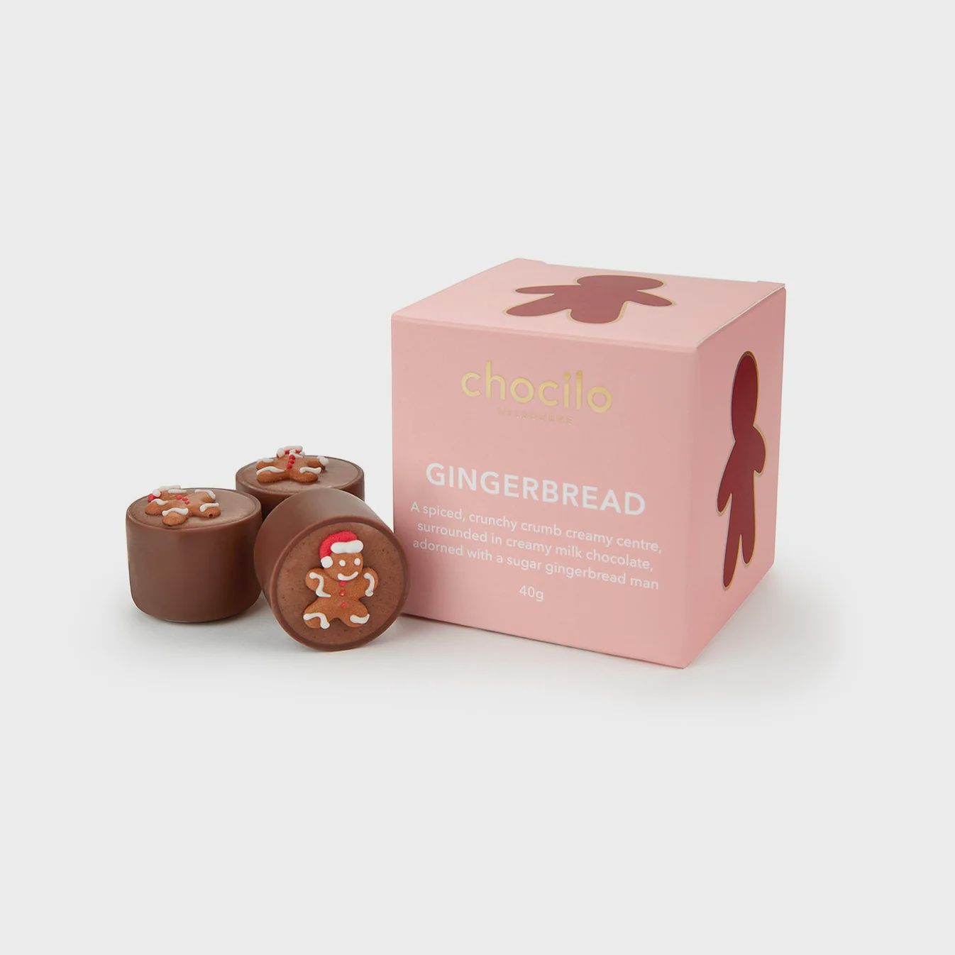 3 Christmas Gingerbread Milk Chocolates Gift Cube - 40g