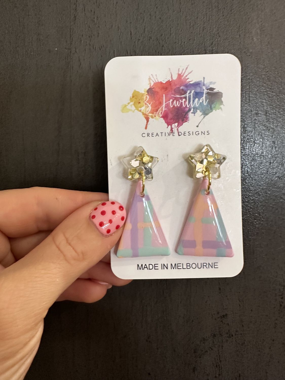 Bjewelled Christmas Tree Dangle Earrings in Pastels