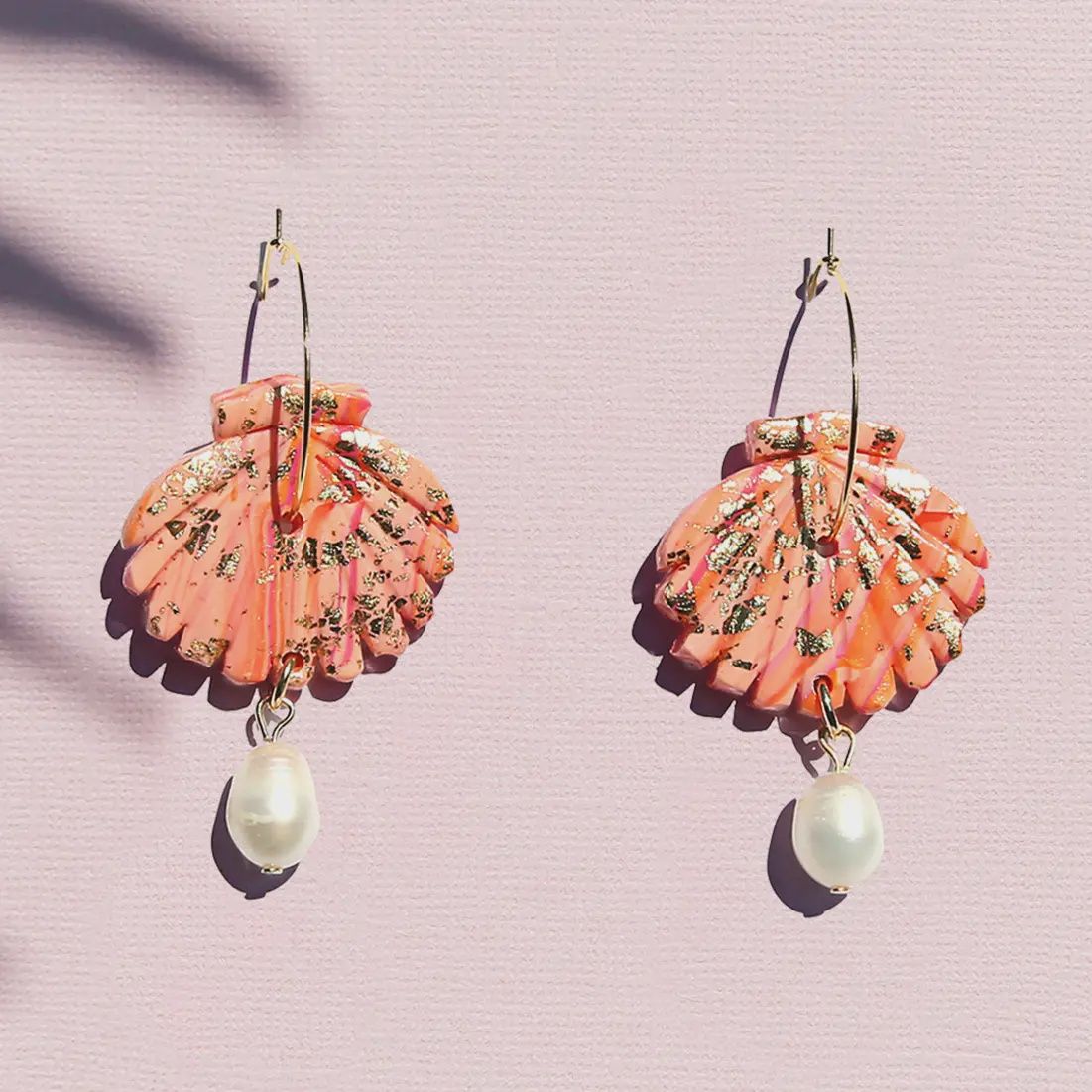 Coral Shell Hoops