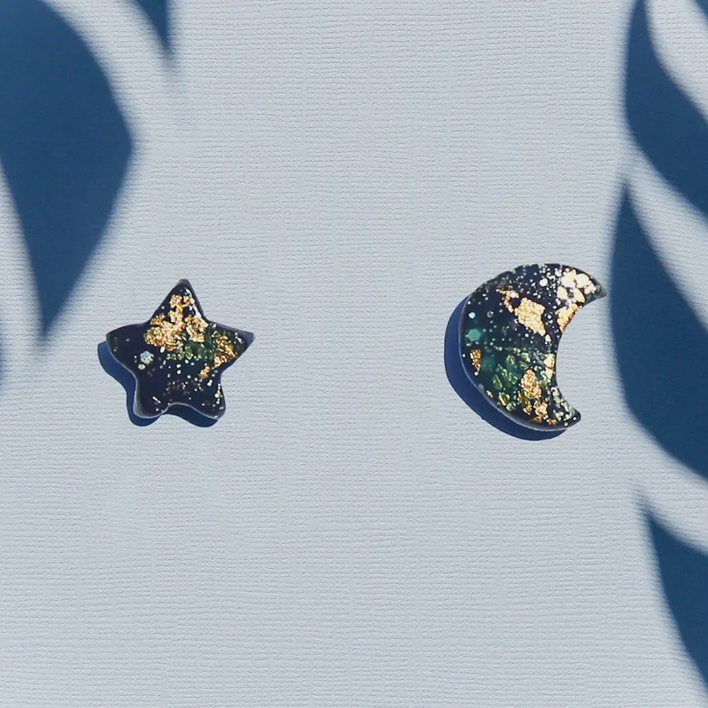 Star and Moon Studs