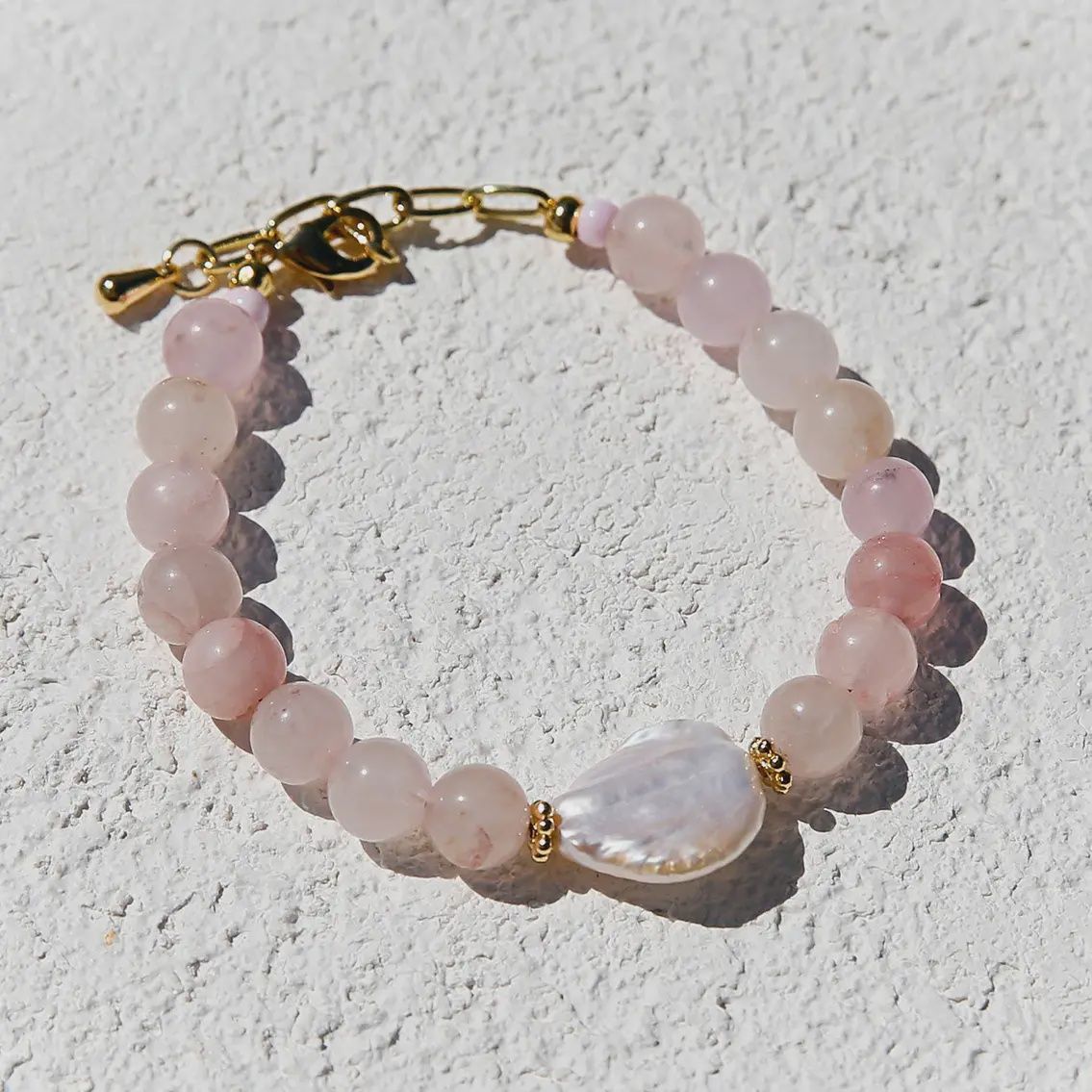 Rose Quartz Pearl Bracelet
