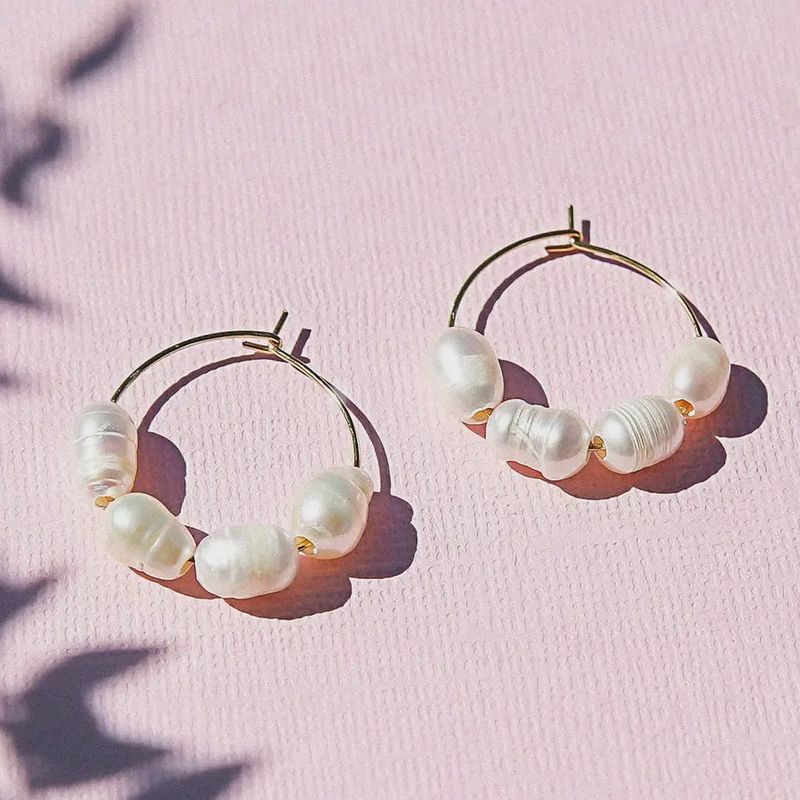 Small Gold Freshwater Hoops