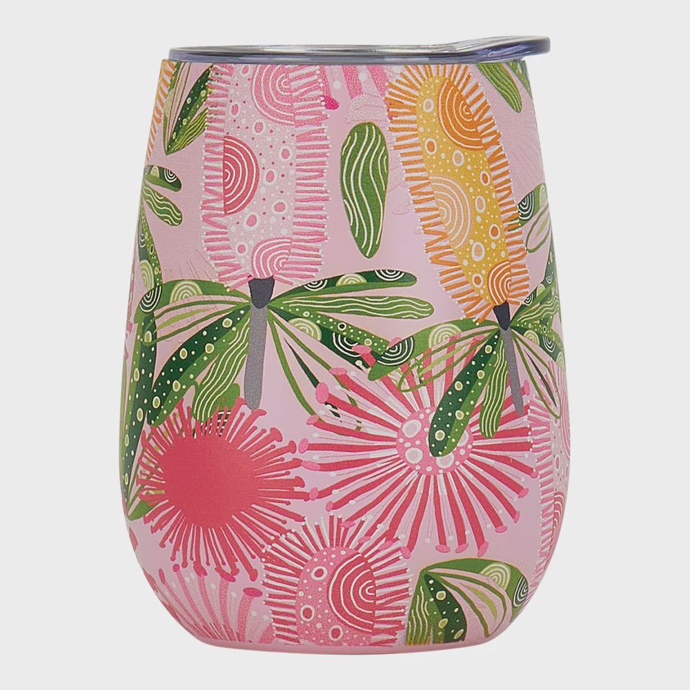 Wine Tumbler in Pink Banksia