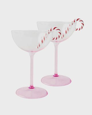 Candy Cane Coupe Glass Set of 2