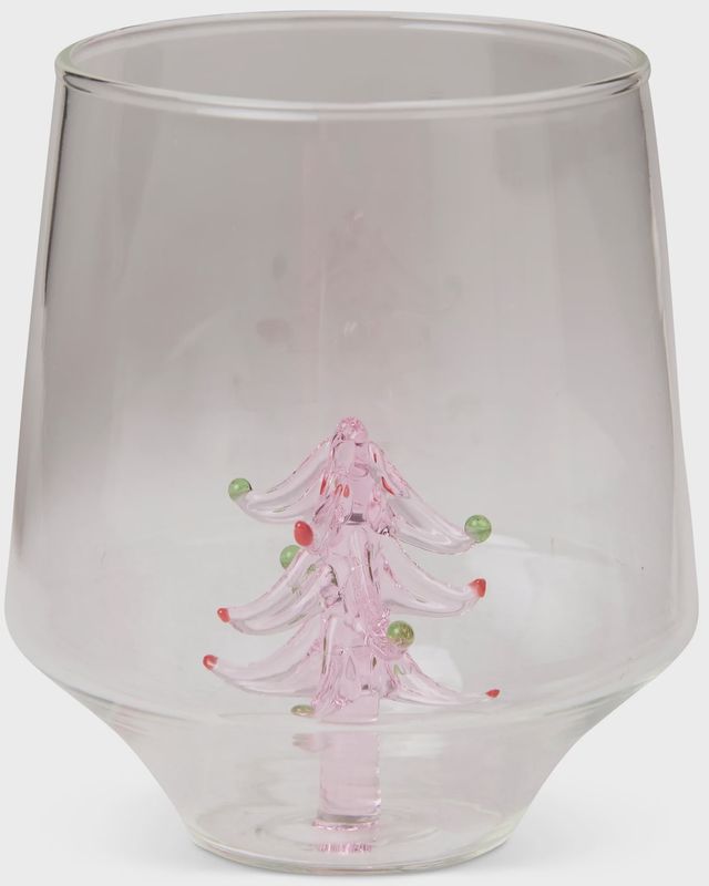 Tickled Pink Christmas Tumbler Glass Set of 2
