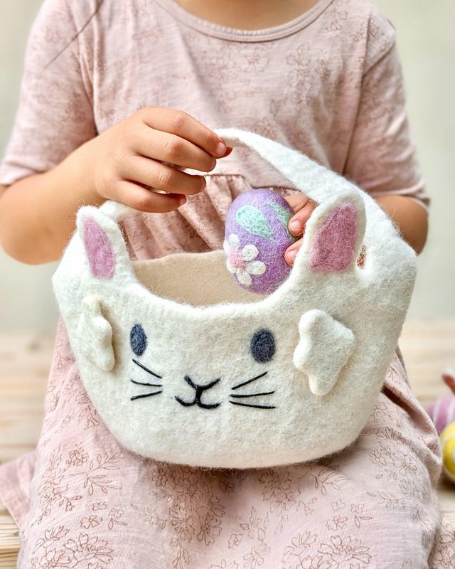Felt Easter Egg Hunt White Bunny Basket