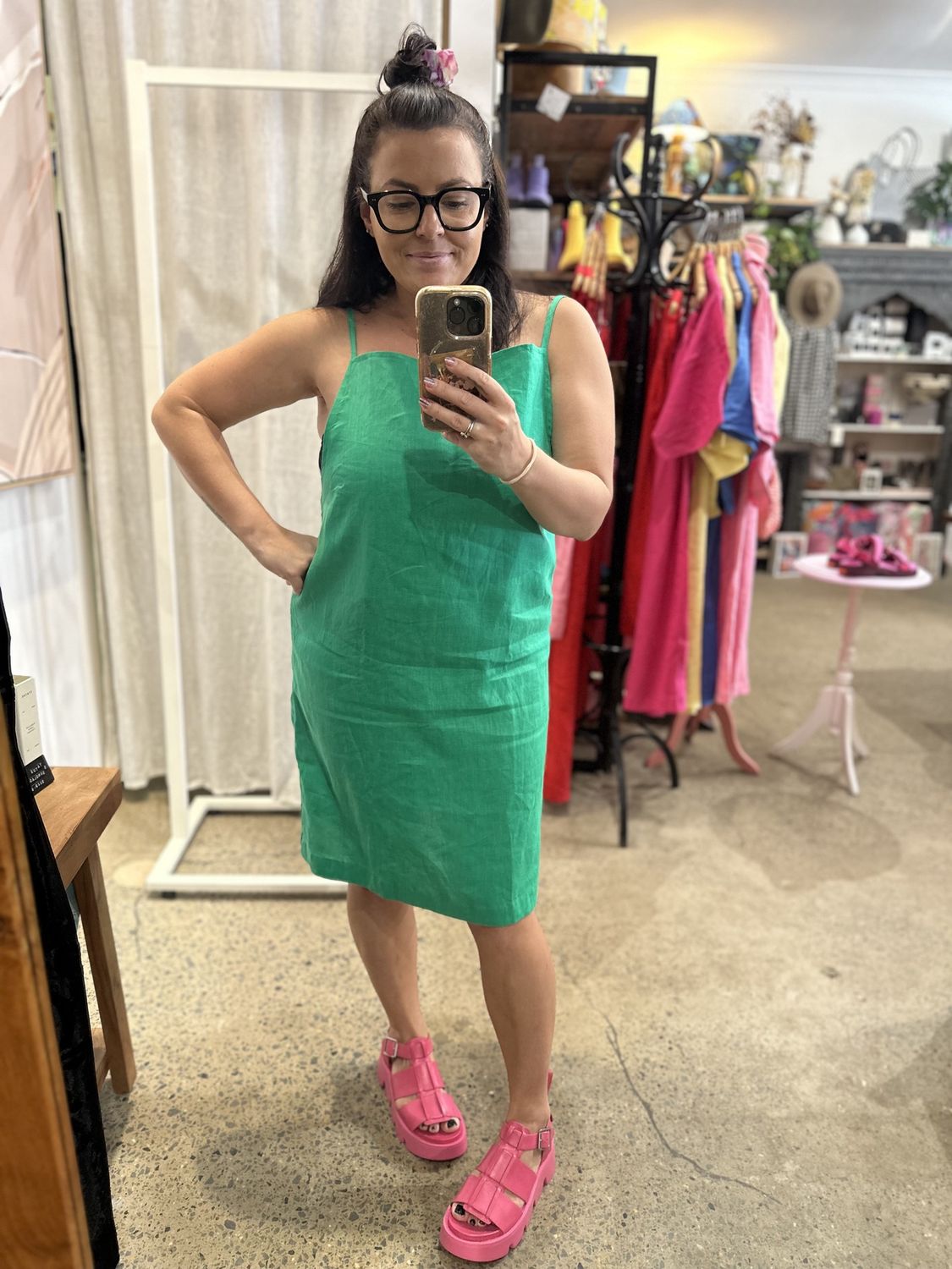 The Staple Petite Dress in Emerald in Size 12