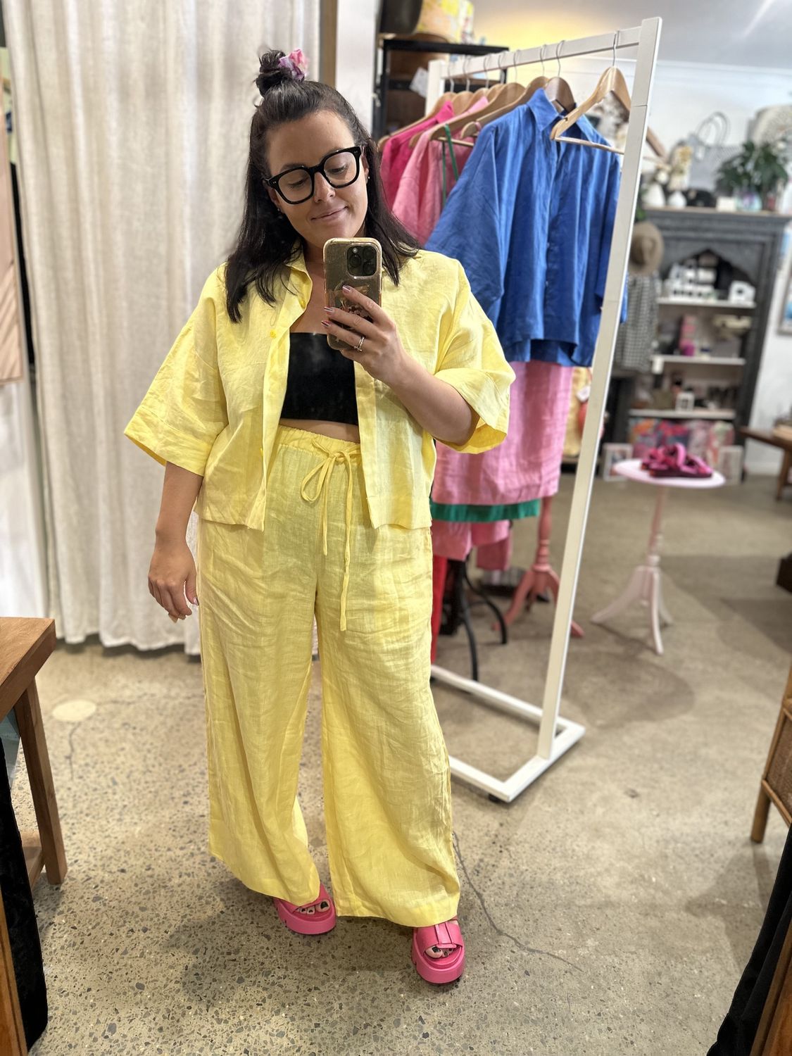 The Staple Cropped Shirt in Butter in One Size Fits All