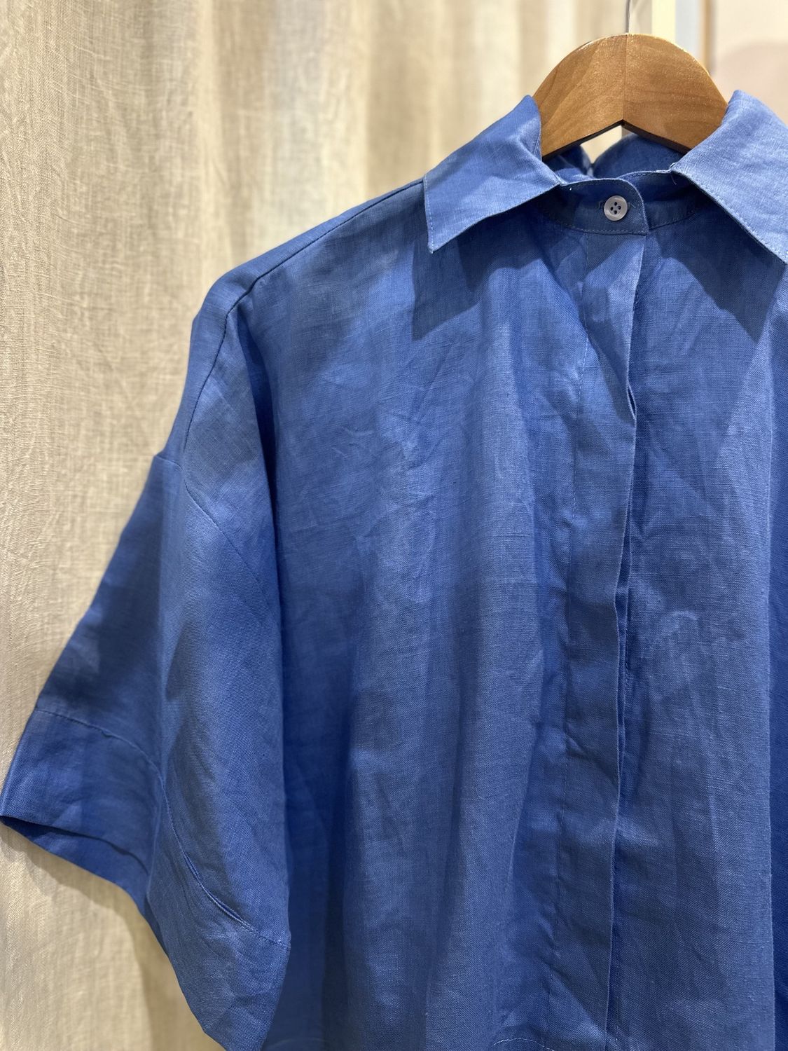The Staple Cropped Shirt in Cornflower in One Size Fits All