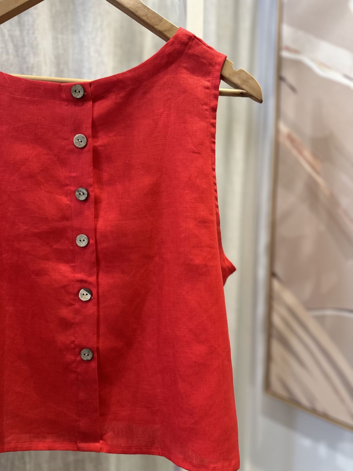 The Staple Cropped Shirt in Scarlet