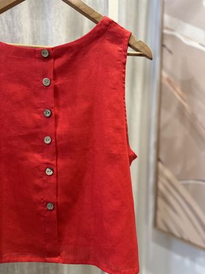 The Staple Cropped Shirt in Scarlet