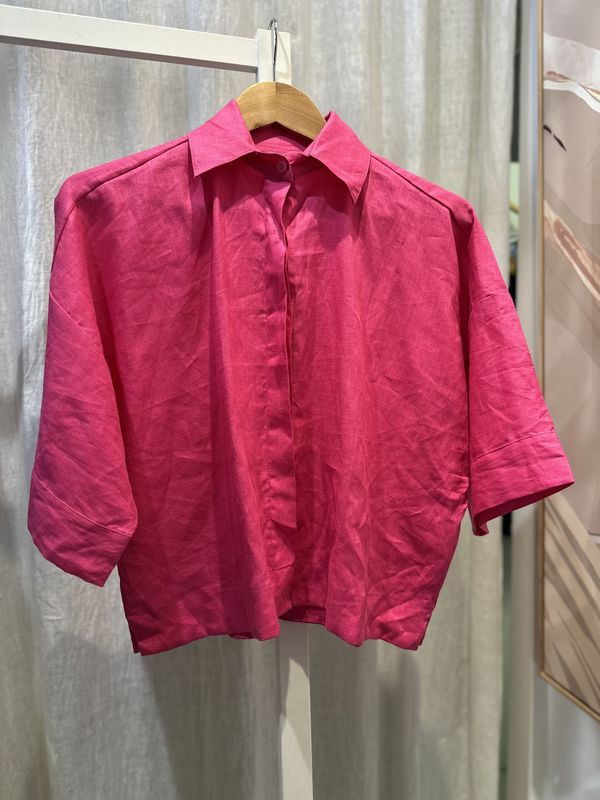 The Staple Cropped Shirt in Fuschia in One Size Fits All