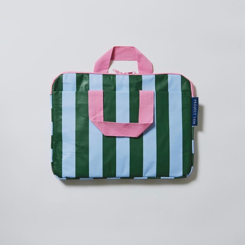 Green Blue Stripe Laptop Case