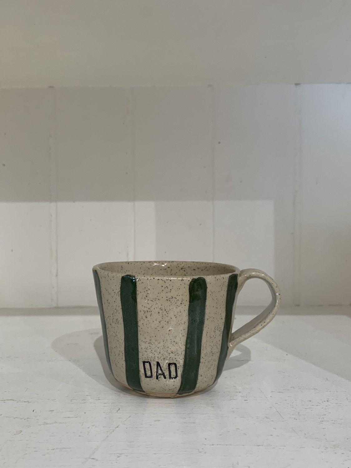 Mug - Dad Green Stripe - Handmade Pottery