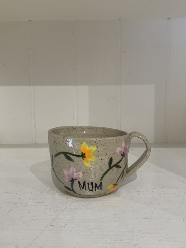 Small Mug - Mum Floral - Handmade Pottery