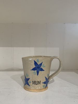 Mug - Mum Blue Flowers - Handmade Pottery