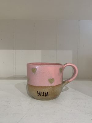 Mug - Pink Mum Hearts - Handmade Pottery